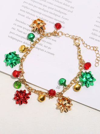 Set di collana e bracciale e orecchini con campanella a fiore Natale