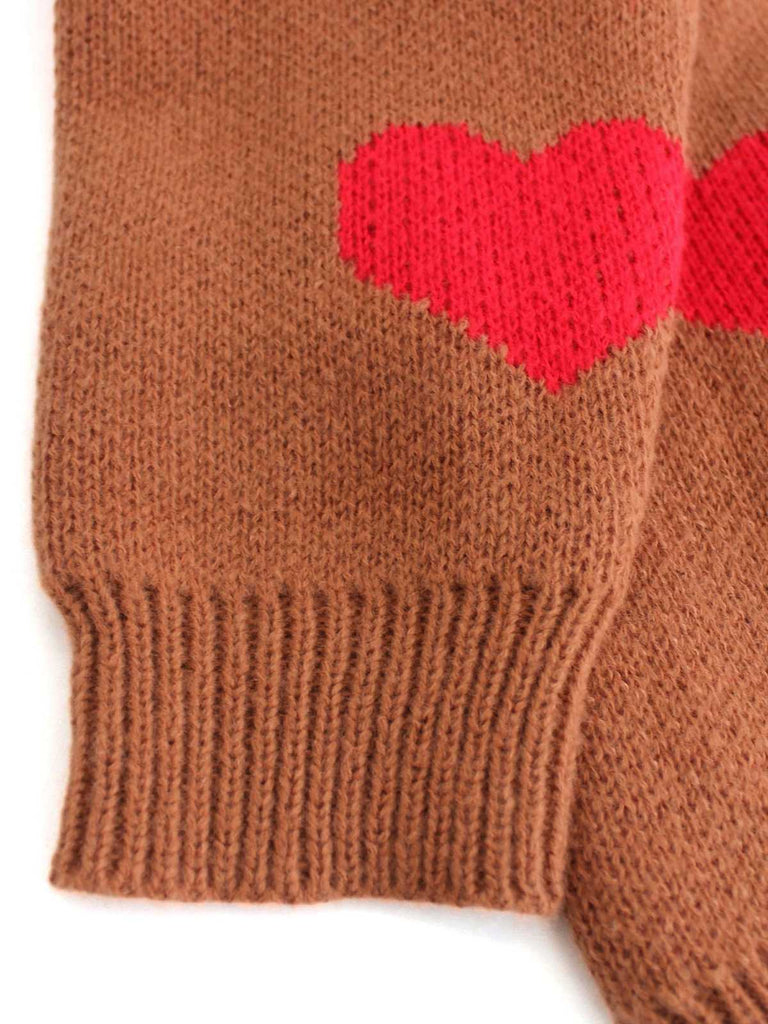 Cardigan in maglia con stampa a cuore per San Valentino anni '50