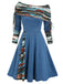 Abito a quadri a spalle scoperte e patchwork anni '50