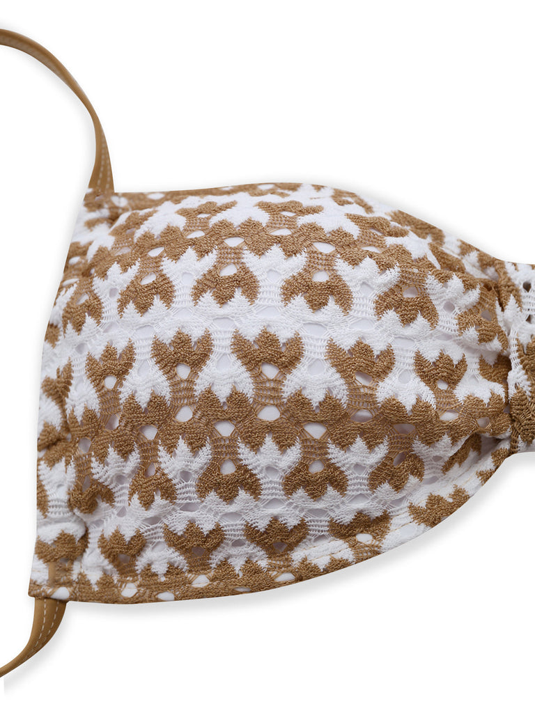 Copricostume 3PCS Khaki all'Uncinetto Hollow Bikini Set & Anni '50 5