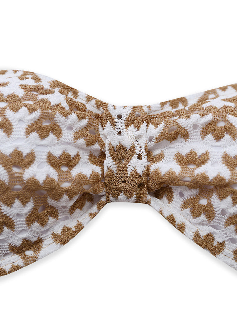 Copricostume 3PCS Khaki all'Uncinetto Hollow Bikini Set & Anni '50 4