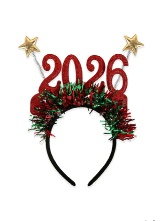 Fascia per capelli 2026 con stelle filanti per la festa di Capodanno
