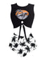 Set tankini con spiaggia e scheletro nero anni '80