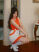 Abito mod senza maniche color block arancione anni '60