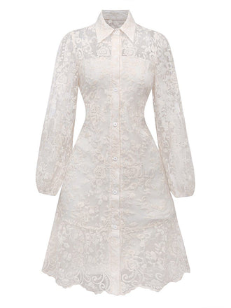 Abito in pizzo di puro cotone bianco anni '60