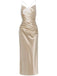 Abito sottoveste in raso senza schienale color champagne anni '30