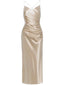 Abito sottoveste in raso senza schienale color champagne anni '30