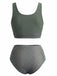 Set Tankini  Anni '40 Verde Oliva con Nodo Davanti a Vita Alta