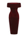Abito midi in velluto a tinta unita con spalle scoperte anni '80