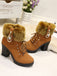 Stivali vintage in pelle nabuk con tacco spesso e peluche