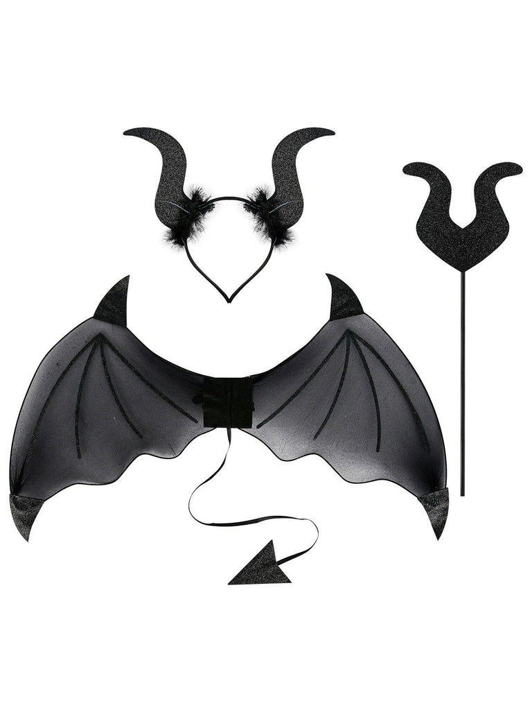 3PCS Ali di pipistrello e bacchetta e cerchietto Halloween