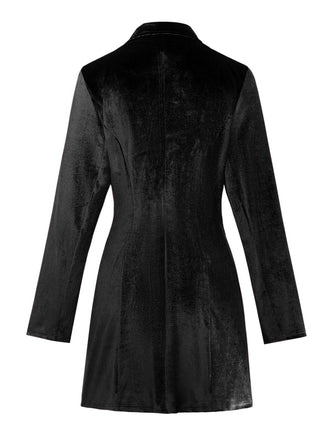 Abito blazer in velluto a maniche lunghe tinta unita nero anni '60