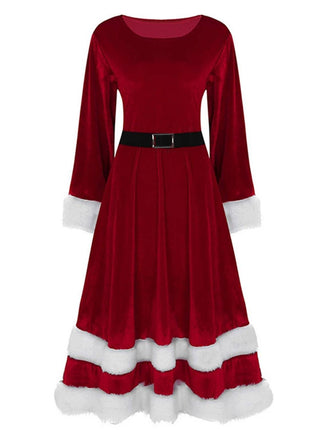 Abito in velluto in pelliccia sintetica da Babbo Natale anni '40