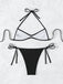 Bikini con scollo all'americana arricciato e allacciato anni '60