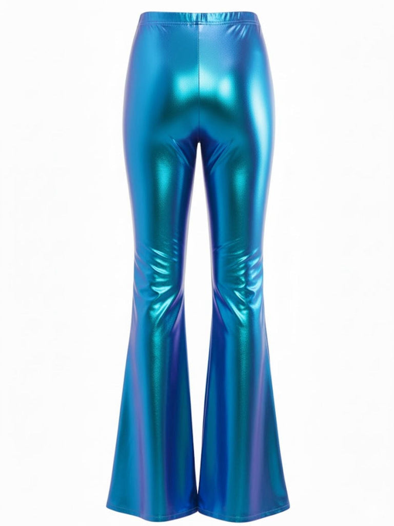 Pantaloni attillati metallizzati laser anni '70