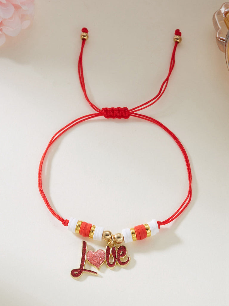 Bracciale regolabile intrecciato a forma di cuore per San Valentino