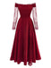 Abito bordeaux anni '30 in pizzo e spalle scoperte