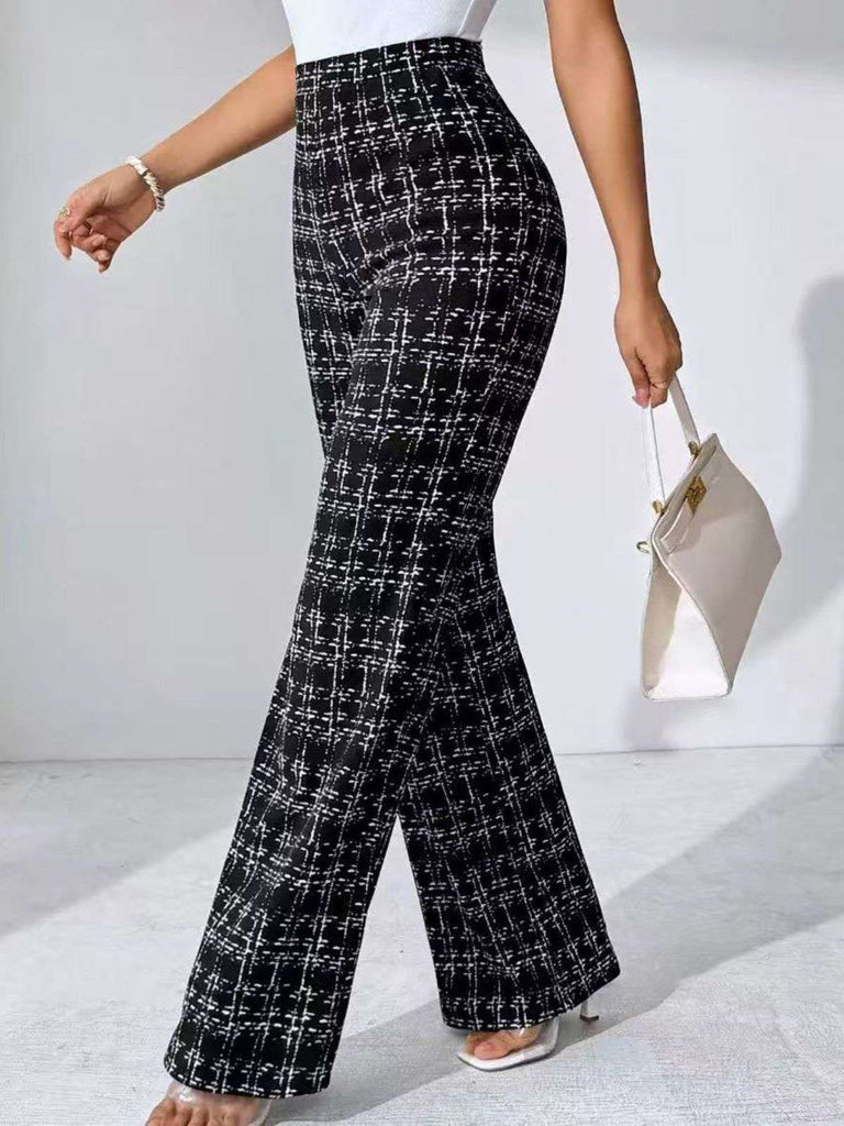 Pantaloni a quadri a vita alta nero anni '30
