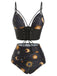 Costume da bagno lacci sole luna stelle viola anni '40