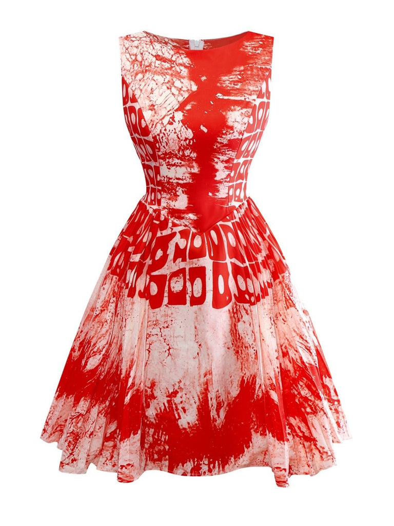 Abito con stampa sangue horror Halloween rosso anni '50