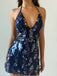 Abito con paillettes e scollo all'americana blu scuro anni 2000