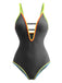 Costumi intero con spalline e cut-out color block anni '70