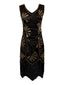 Abito flapper con scollo a V e perline e paillettes anni '20