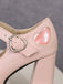 Scarpe Mary Jane con tacco alto fibbia e ritagli a cuore