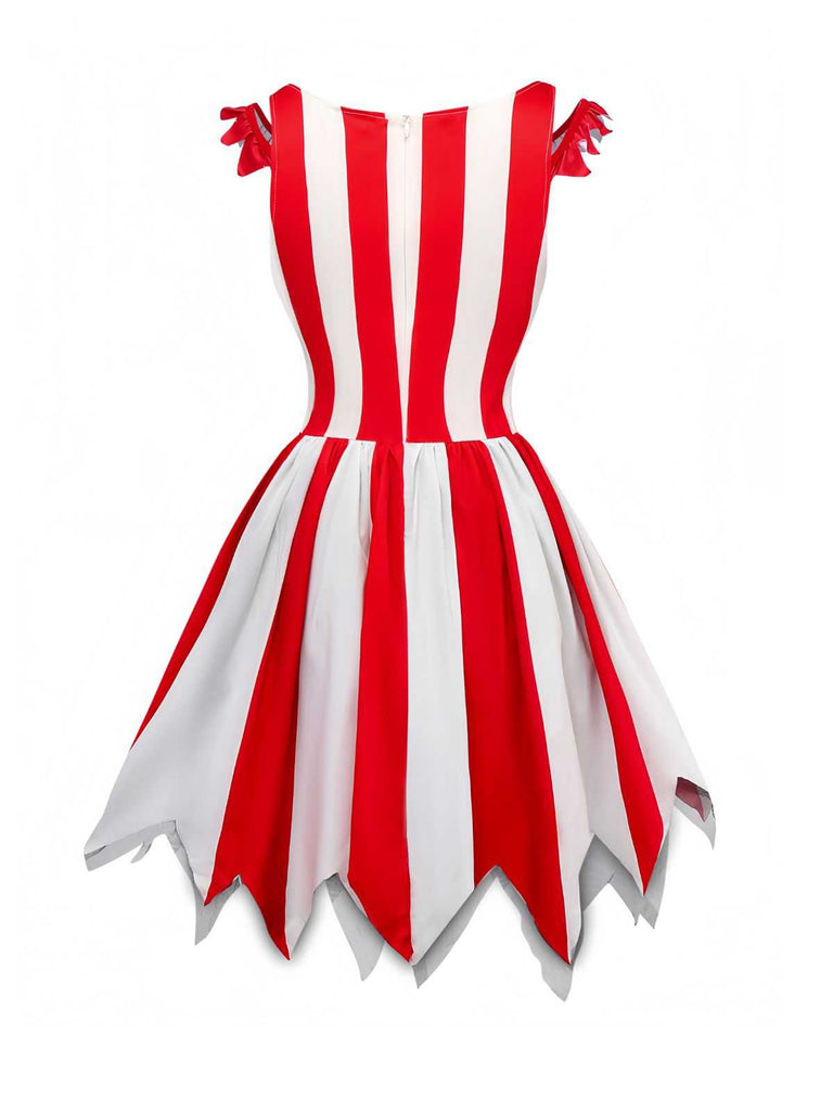 Abito a righe da clown malvagio Halloween anni '60
