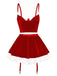 2PCS Completo top e gonna in velluto natalizio del 1970