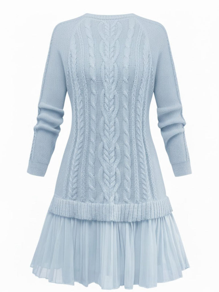 Abito in maglia a trecce con orlo plissettato anni '40