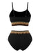 Bikini a coste con vita alta e motivo a zigzag anni '50