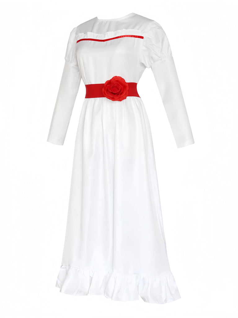 Abito ispirato alla bambola Annabelle bianco anni '40