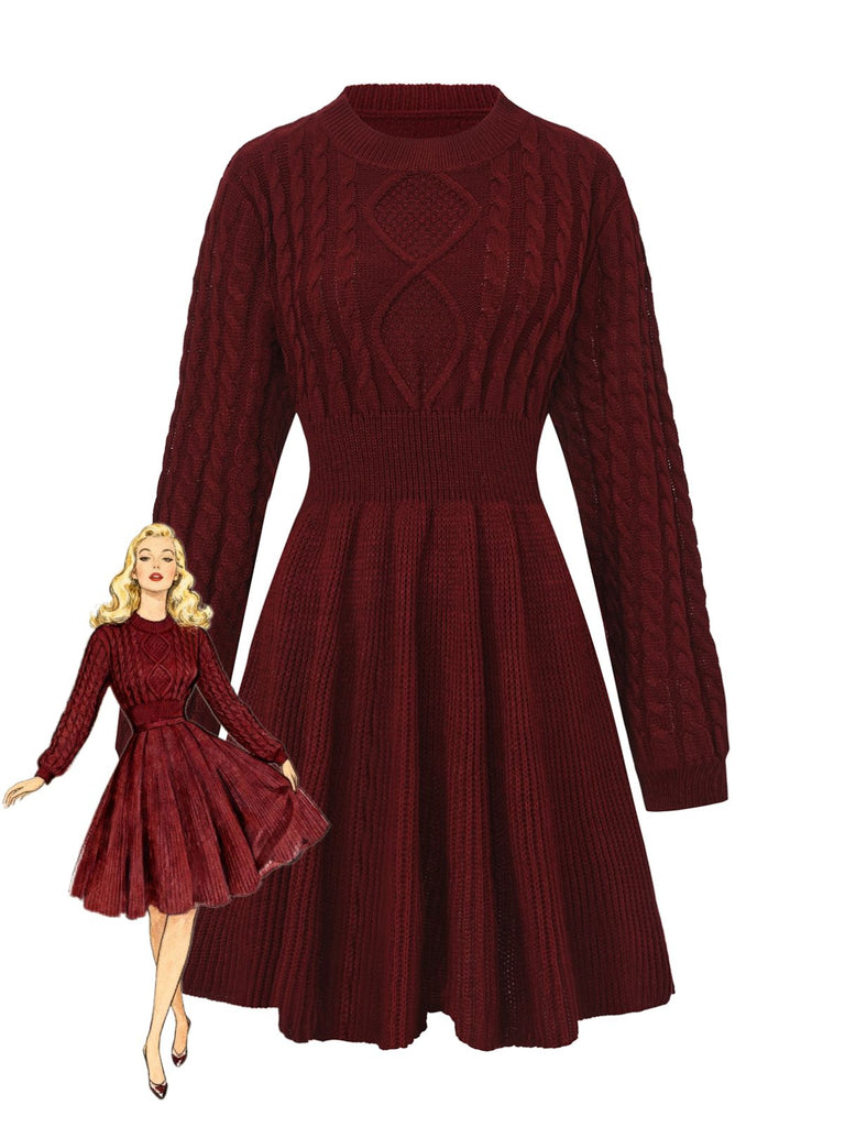 Abito in maglia con maniche a lanterna anni '40