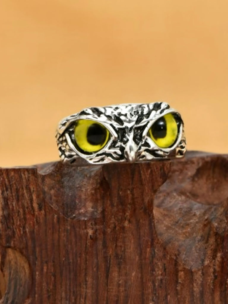Anello vintage con gufo e malocchio