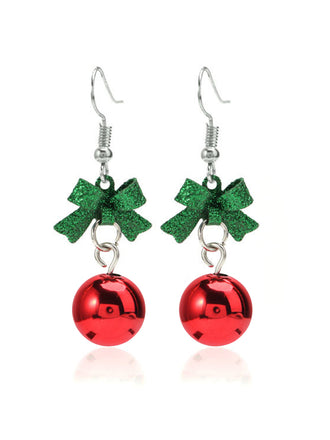 Orecchini pendenti con fiocco di Natale e perline rosse