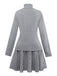 2PCS Maglione a collo alto a maglia e gonna plissettata anni '60