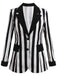 Blazer a righe con risvolto a contrasto bianco e nero anni '50
