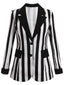 Blazer a righe con risvolto a contrasto bianco e nero anni '50