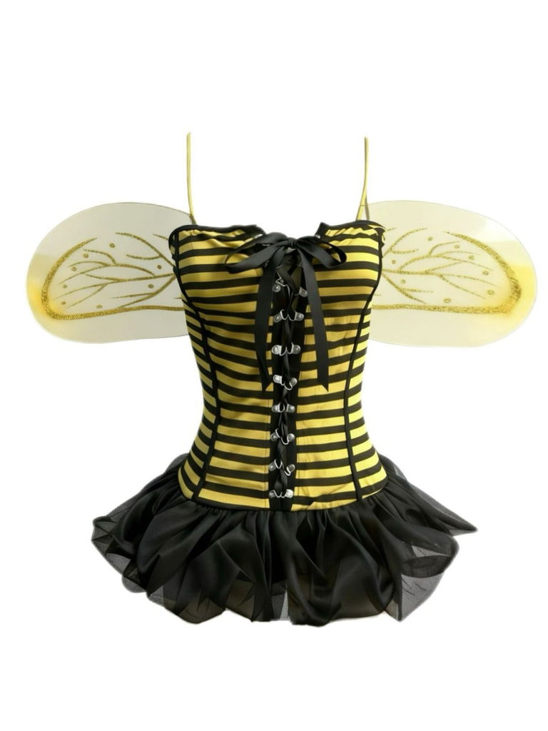 Costume cosplay da ape a righe giallo anni '60