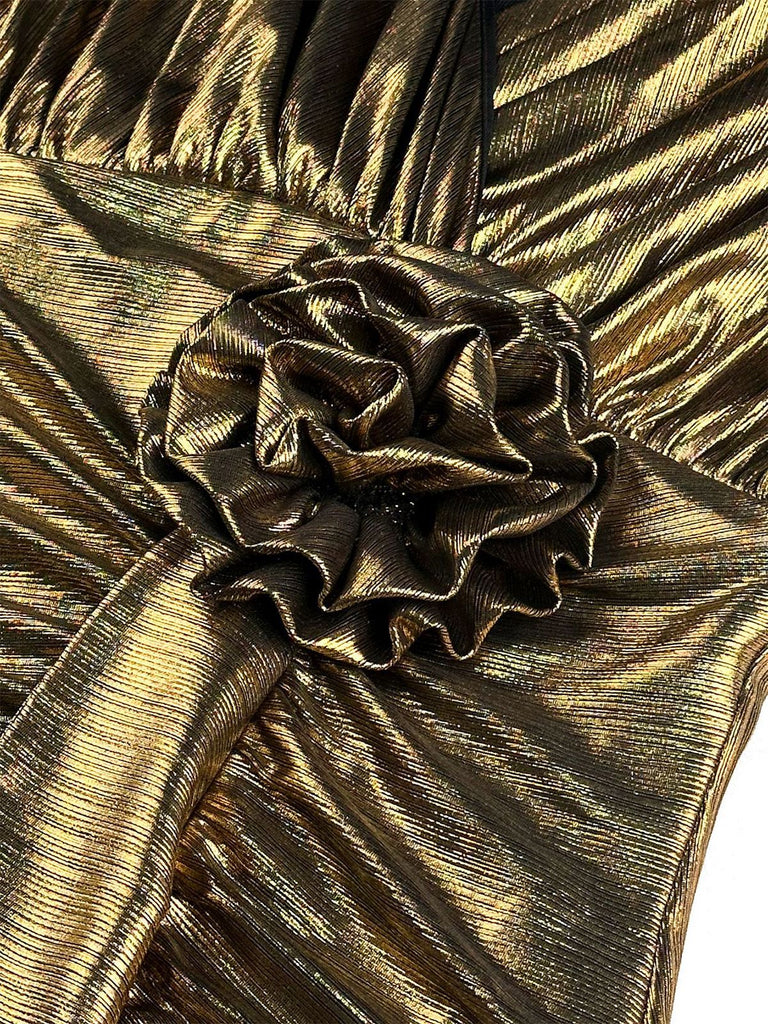 Abito a sirena con vita stretta floreale metallizzato anni '30