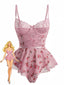 Pigiama rose con fiocco in pizzo rosa anni '30