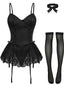 Completo body con corsetto e pizzo nero anni '60