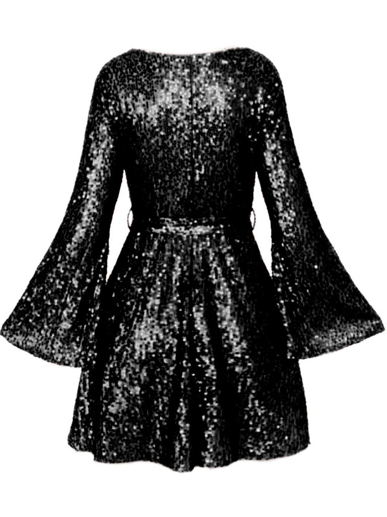 [Prevendita] Abito da discoteca con paillettes e maniche a svasata anni '70