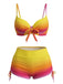 Set Bikini Anni '60 Sfumato con Lacci e Pantaloncini