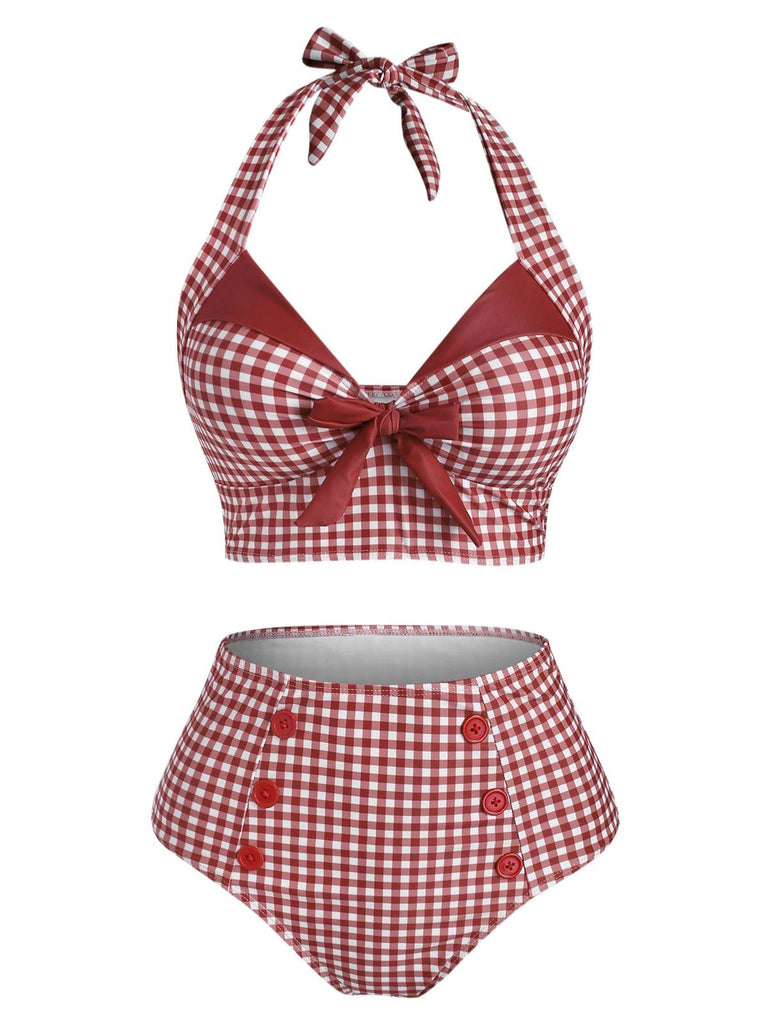 Bikini verde scollo a V fiocco anni '50