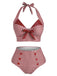 Bikini verde scollo a V fiocco anni '50