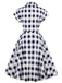 Abito plaid con revers a contrasto anni '50