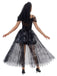 Completo abito in tulle da sposa fantasma Halloween nero anni '70