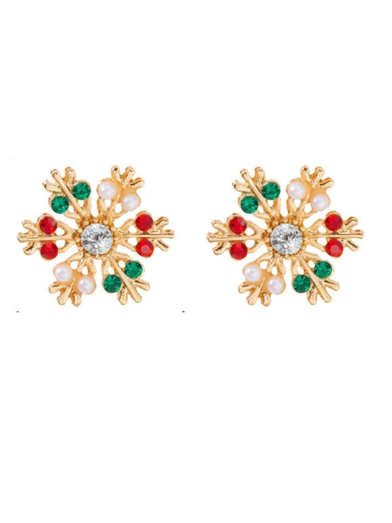 Orecchini vintage con strass e fiocco di neve natalizio
